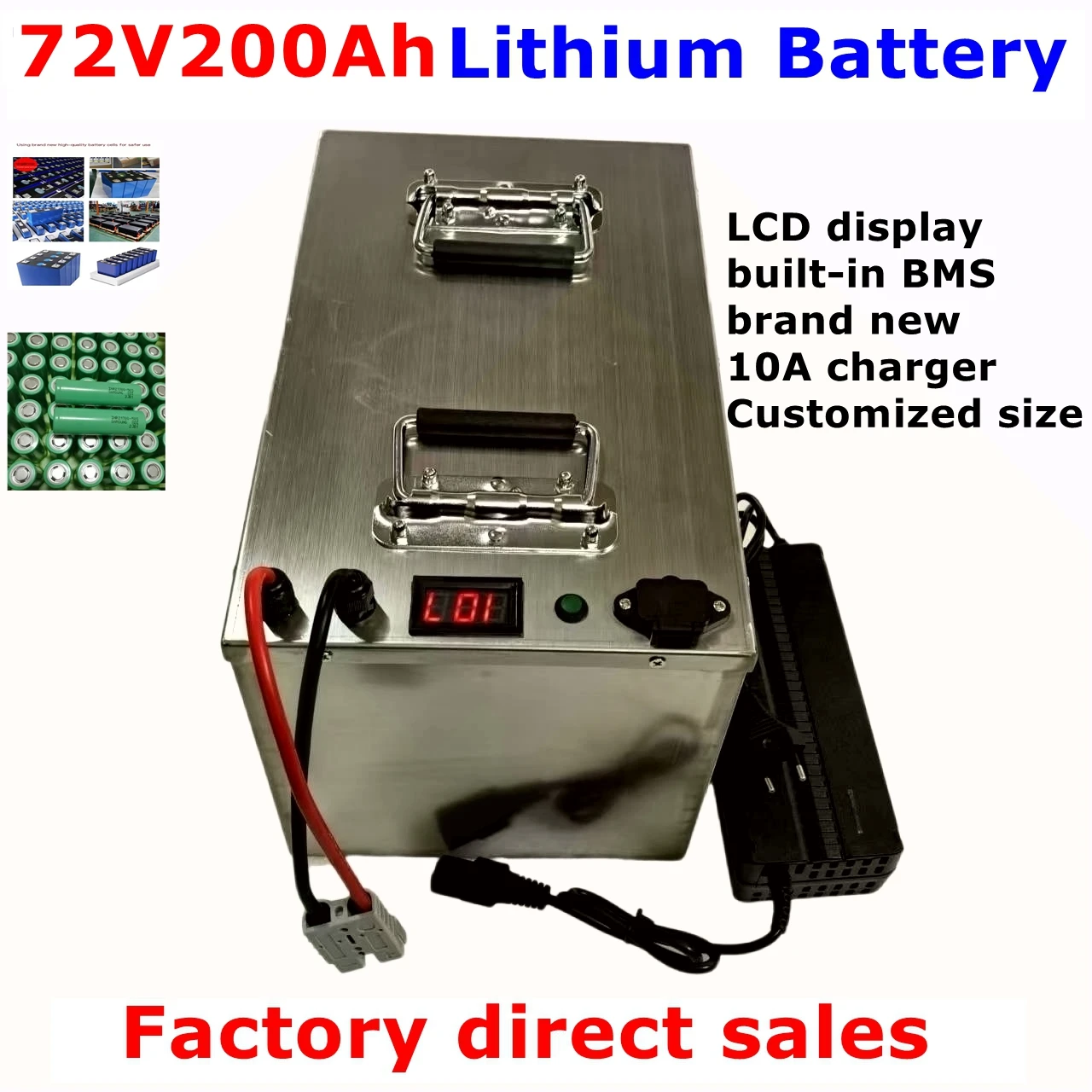 

LT-waterproof 72v 200Ah lithium ion battery li ion with BMS for 7200W bike tricycle Forklift EV motorcycle scooter +10A charger