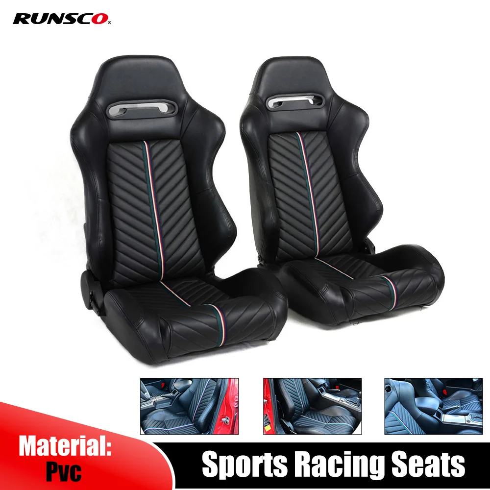 

Car Sport Seats for Tuning Sport Car Simulator Bucket Game Seats Adjustable Black PVC Leather Universal