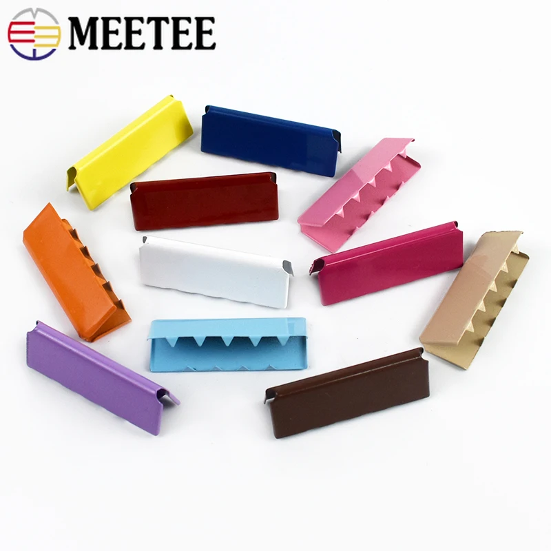 25/32mm 11 Colors Belt Buckle End Tip Band Crimp Clasps Webbing Strap Ribbon Cord Lock Ends Tail Clip Repair Belts Accessories