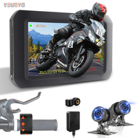VSYSTO 4.0 inch Motorcycle Dash Cam DVR F3T, Front+Rear HD 1080P Camera with WIFI Connection,TPMS sensor,GPS tracker,Tpye-C port
