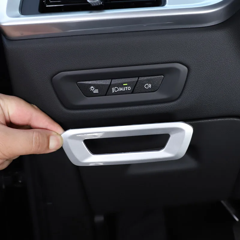 

ABS углеродное волокно/серебристый для BMW X5 X6 G05 G06 2023 2024, кнопка переключения фар автомобиля, накладка, автомобильные аксессуары