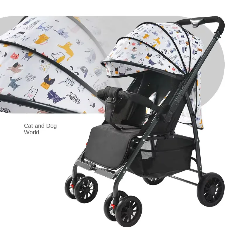 Sitting and Reclining Stroller Lightweight Newborn Baby Two-way Swivel Seat High Landscape Foldable Four-wheeled Baby Stroller