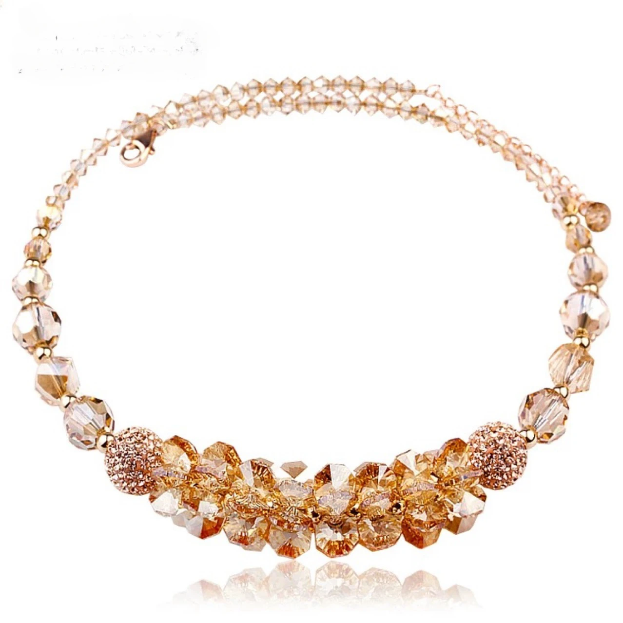 Fashion Shiny Crystal Transparent Beads Necklace  Chain Necklaces for Women Girls New Trend Party Gifts Jewelry