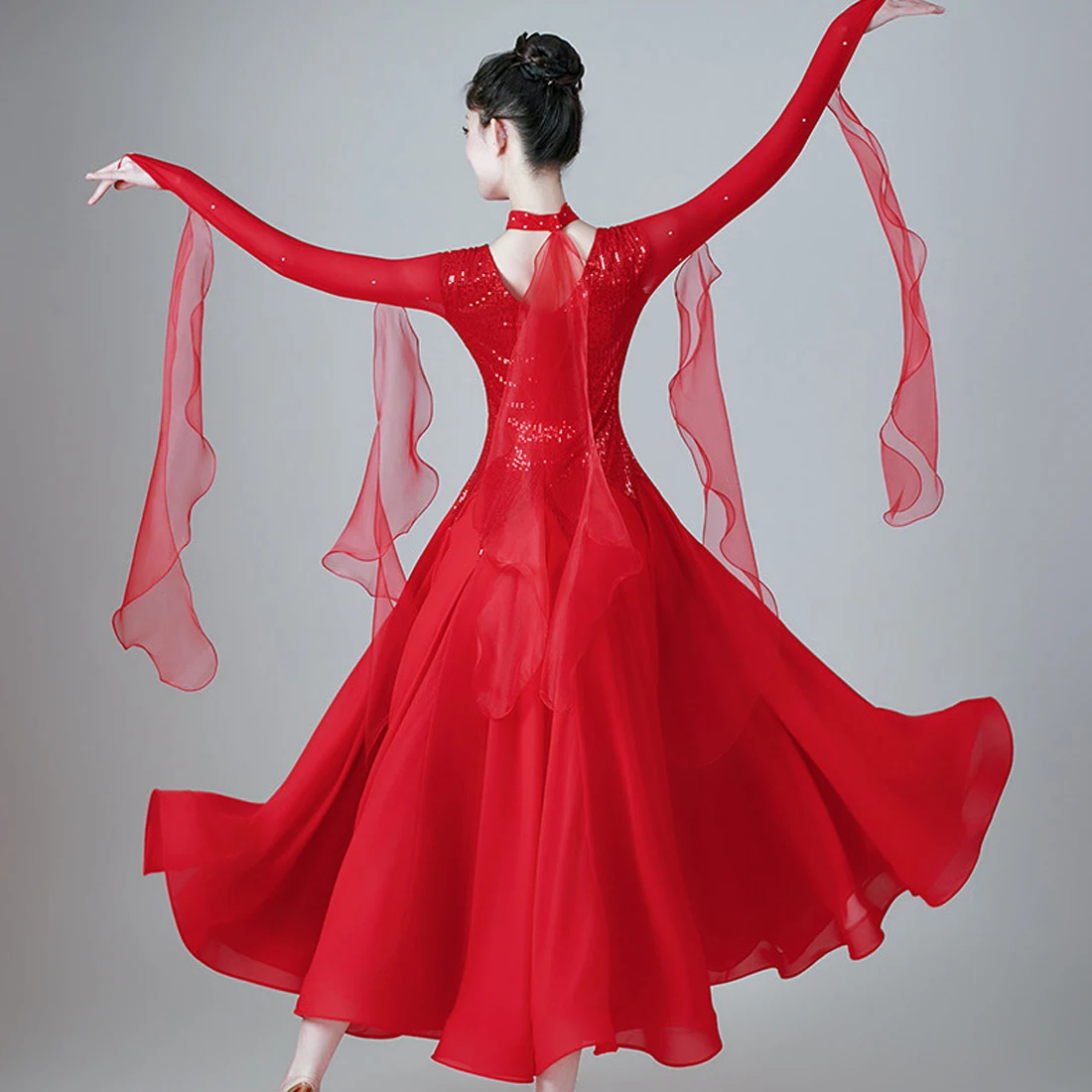 

Feather Sequin Ballroom Dance Competition Dress Modern Dance Dress New Waltz Ballroom Performance Dance Dress