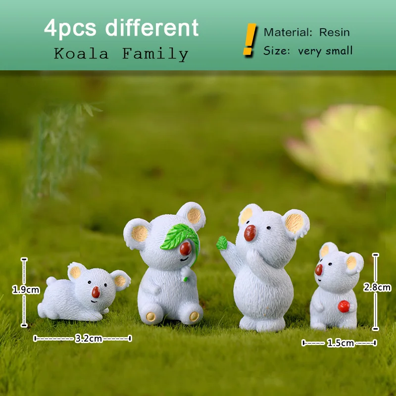 Koala Bear Family Figurine Home Cartoon Animal Car Cake Room Decoration Miniature Fairy Garden Decor Diy Accessories Modern view 3