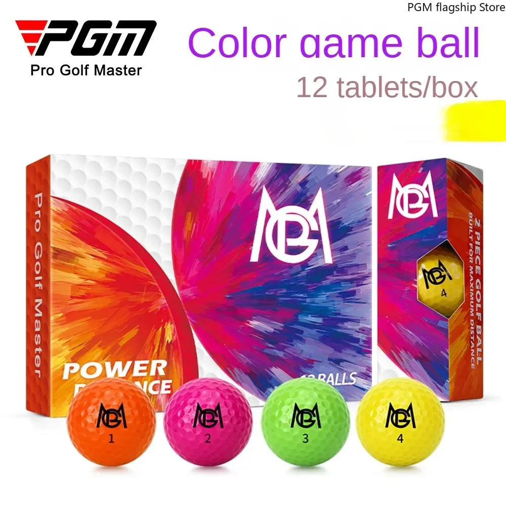 Balle de golf PGM, balle colorée, balle de compétition à deux couches, golf Ik, coffret cadeau 12 pièces pour fournitures de fin de jeu Q029-1