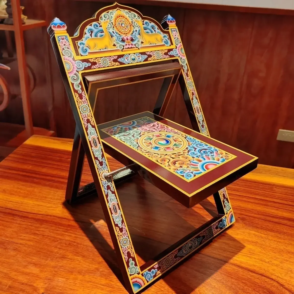 Solid Wood Floral Prints Thickened Bookcases Deer Pattern Foldable Chair Bookcases Vintage Creative High-quality Home Furniture