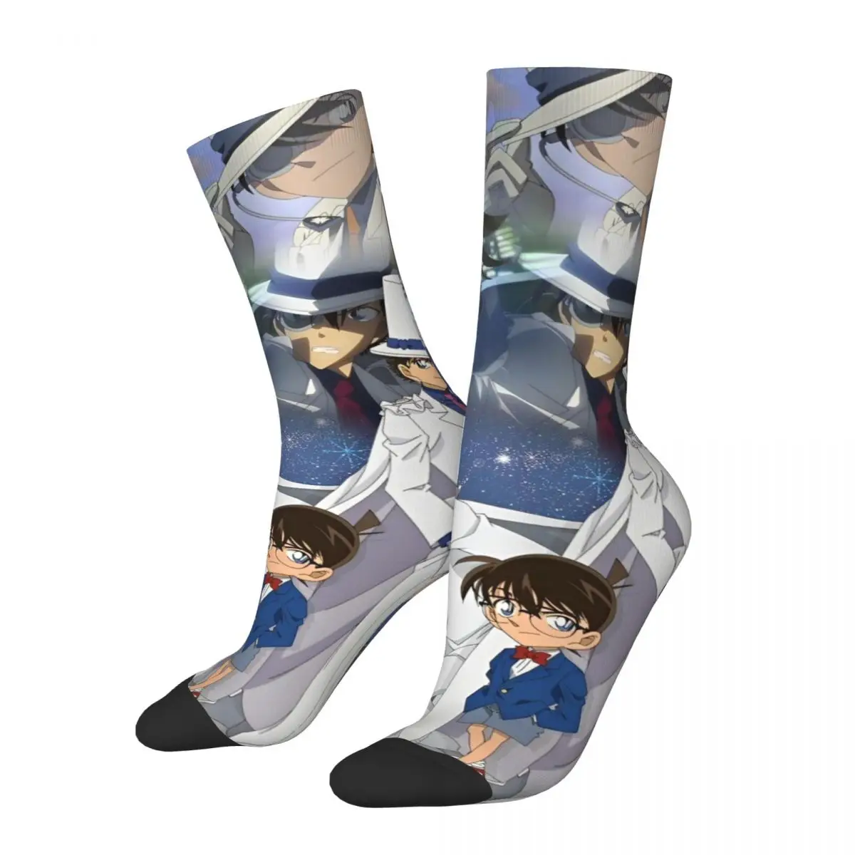 Casual Detective Conan Cartoon Soccer Socks Kuroba Kaito Polyester Long Socks for Unisex Breathable