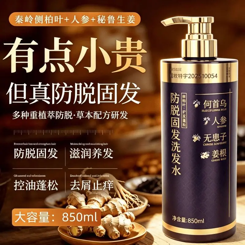Herbal Anti Hair Fall Shampoo Ginseng Fo-Ti Platycladus Sapindus Oil Control Volumizing Itch Relief