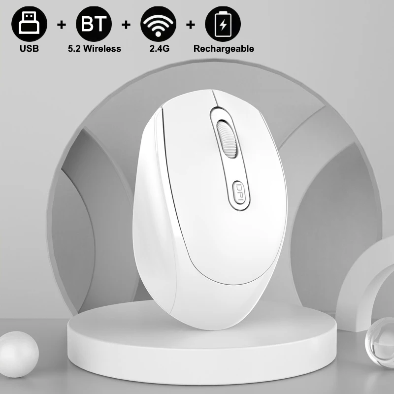 2.4G & BL Dual Mode Rechargeable Wireless Mouse, USB Receiver, Ergonomic Design, Comfort Grip, Multiple Cute Color Options