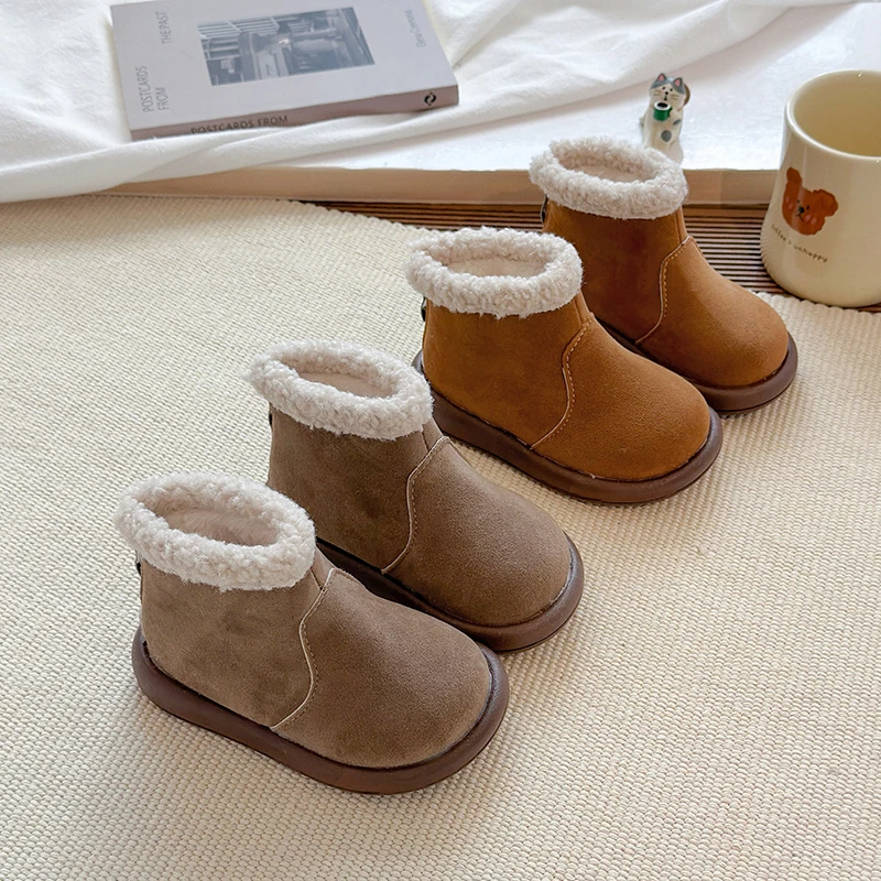 2025 الكلاسيكية سحر وبسيطة براعة الأميرة الثلوج الأحذية للفتيات الجلد المدبوغ أحذية الشتاء فتاة الاطفال أحذية منصة المخملية #6