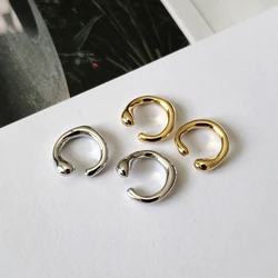 GHIDBK Solid Gold Color Earrings without Piercing Geometric Round Ear Cuff Minimalist Cartilage Earrings Women Simple Jewelry