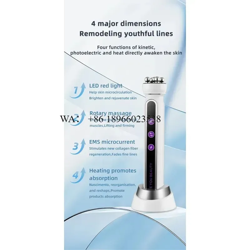 WMWMNU for Wireless Eye Massager USB Rechargeable Facial Heating 360 Rotation EMS Vibration Anti Wrinkle Face Massage Roller
