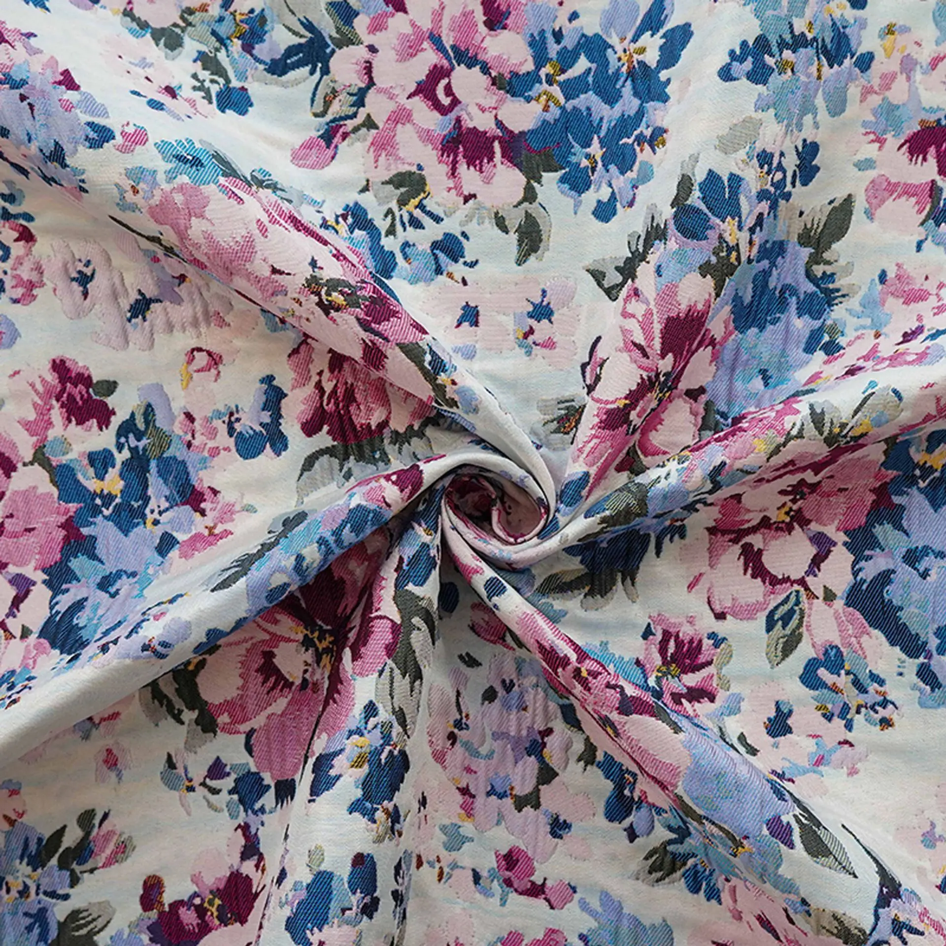 

Blue Pink Floral Embossed Jacquard Fabric Evening Gown Vest Suit Throw Pillow Decorative Sewing Fabric