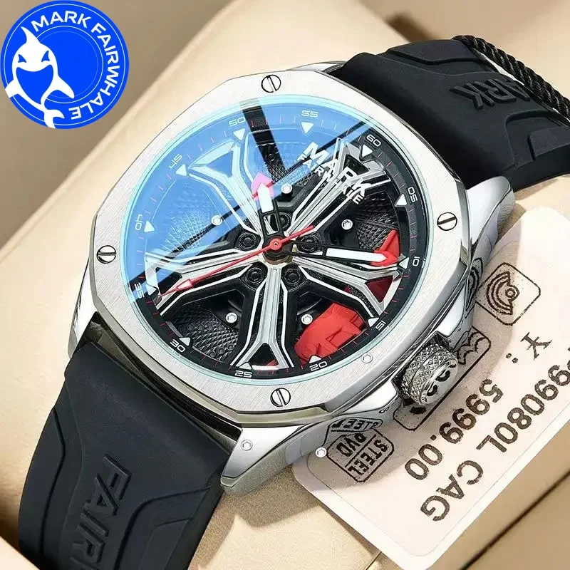 

MARK FAIRWHALE часы для мужчин 5060, колесный штангенциркуль, циферблат, модные водонепроницаемые светящиеся кварцевые наручные часы, мужские часы, подарочная коробка
