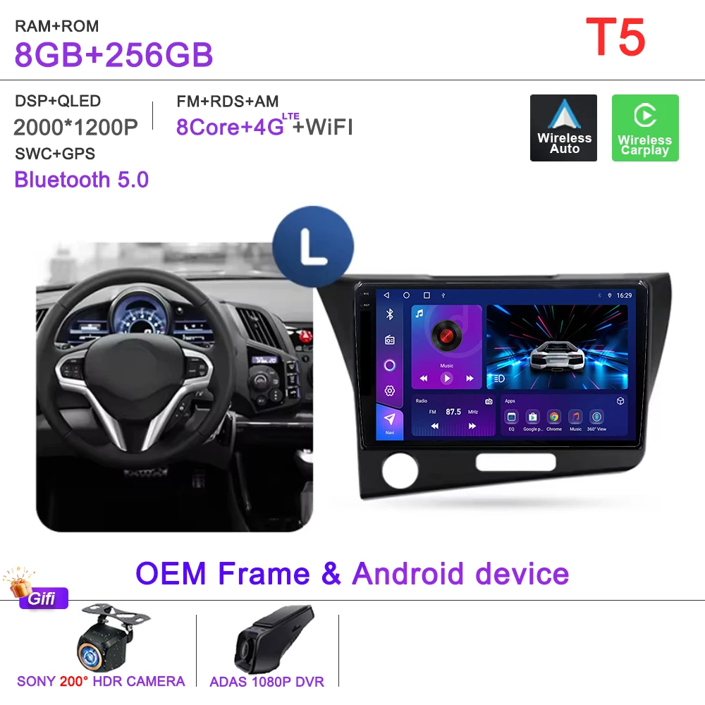 Android 16 2K Incell Scherm Multimedia Voor Honda CR-Z 1 CRZ LHD RHD 2010-2016 Stereo Head Unit GPS navigatie Hoge prestaties