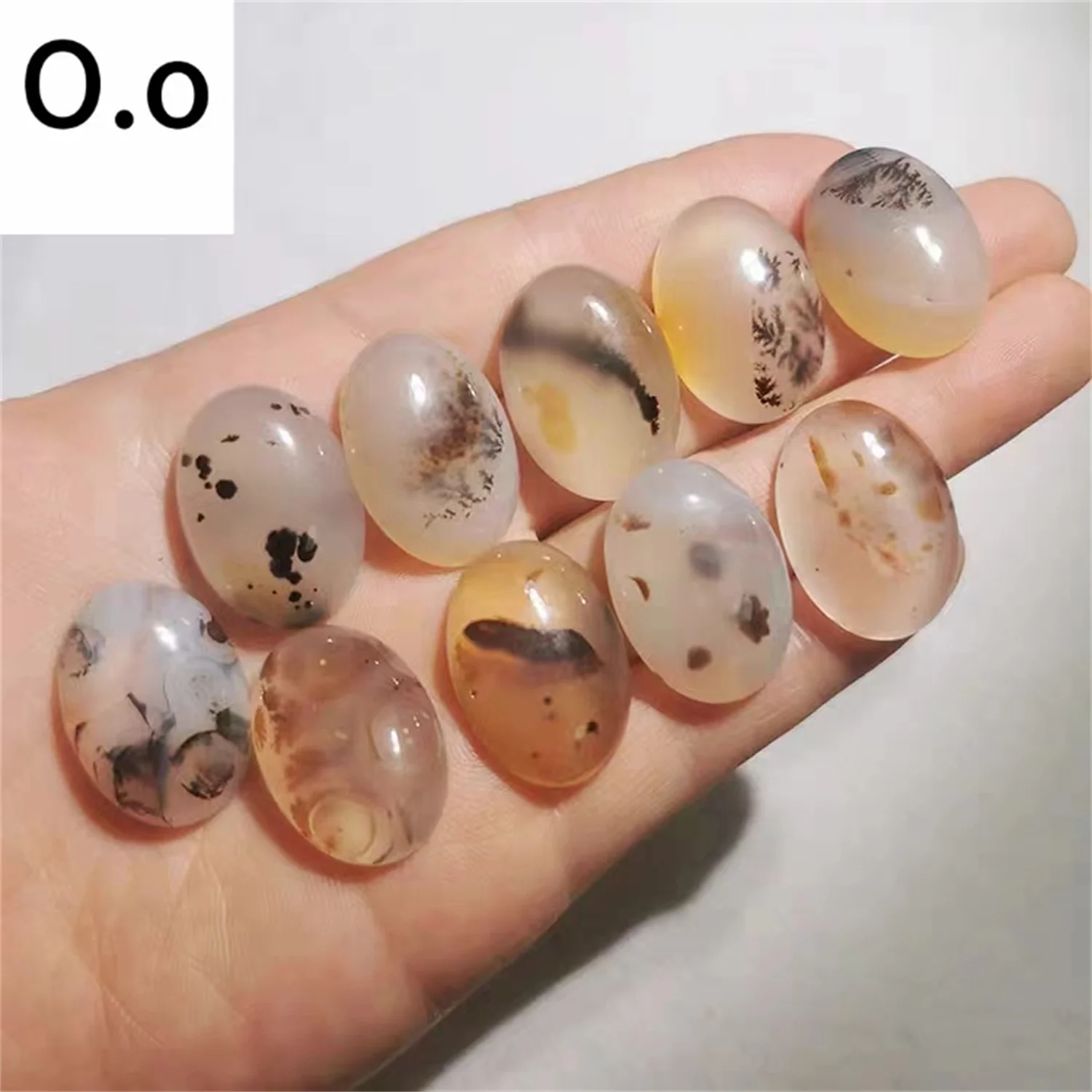 

100pcs/lot natural flower grass pattern marine chalcedony Beautiful and chic oval Various sizes Set ring pendant Accessories