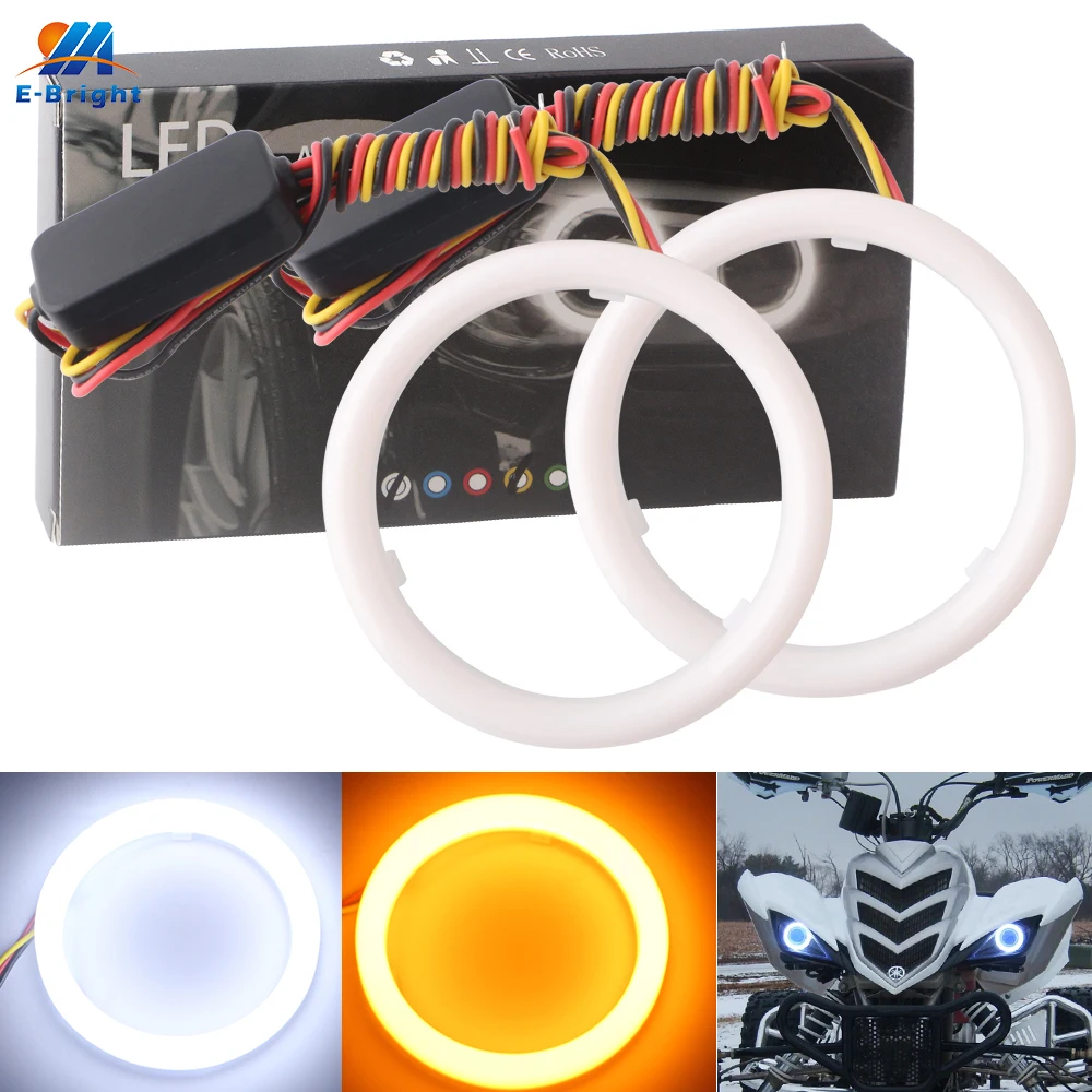 

2pcs 1pair 12V 24V DC Milk White&Amber 30 SMD Angel Eyes Led Halo Rings Cars DRL Daytime Driving 60/70/80/90/95/100/110/120mm