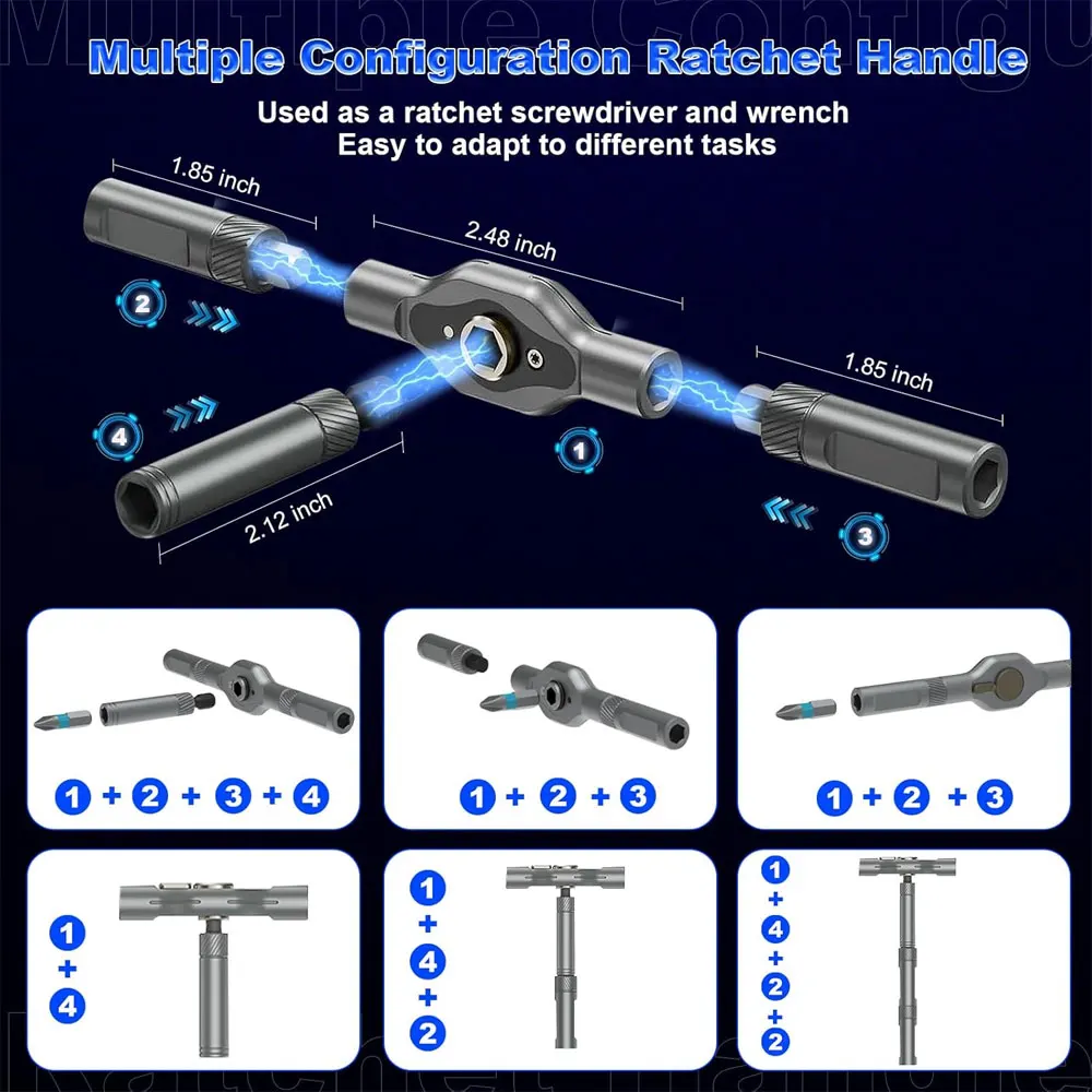 32-in-1 Magnetic Screwdriver Set, Ratchet Screwdriver Set, with Detachable Handle, Multiple Magnetic Bits, Portable Repair Tool