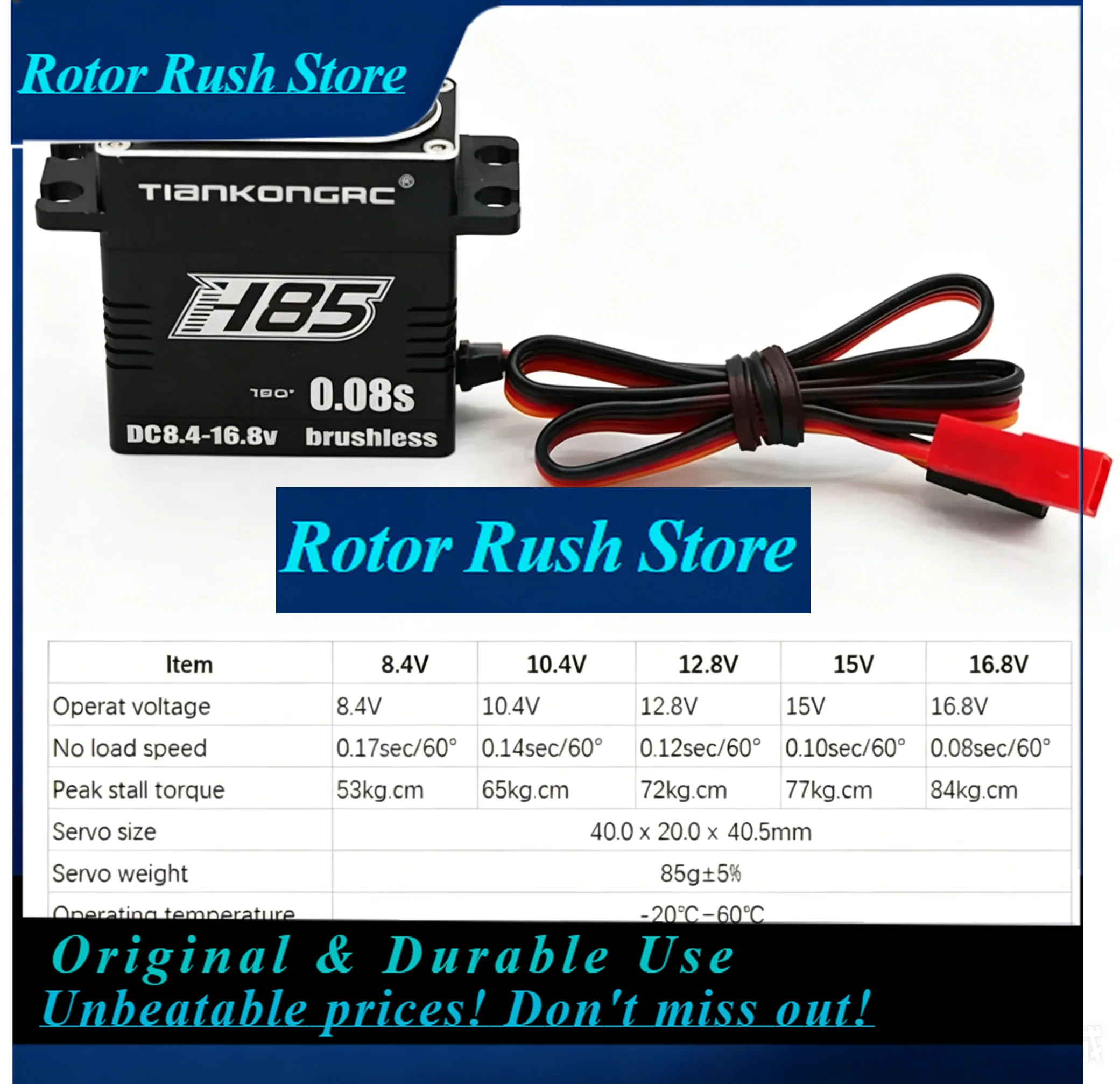 RoRuSLarge Torque 85KG HV High Speed Digital  0.08sec/60° 16.8V Waterproof Brushless Motor Steel Gear For RC Climbing Car B