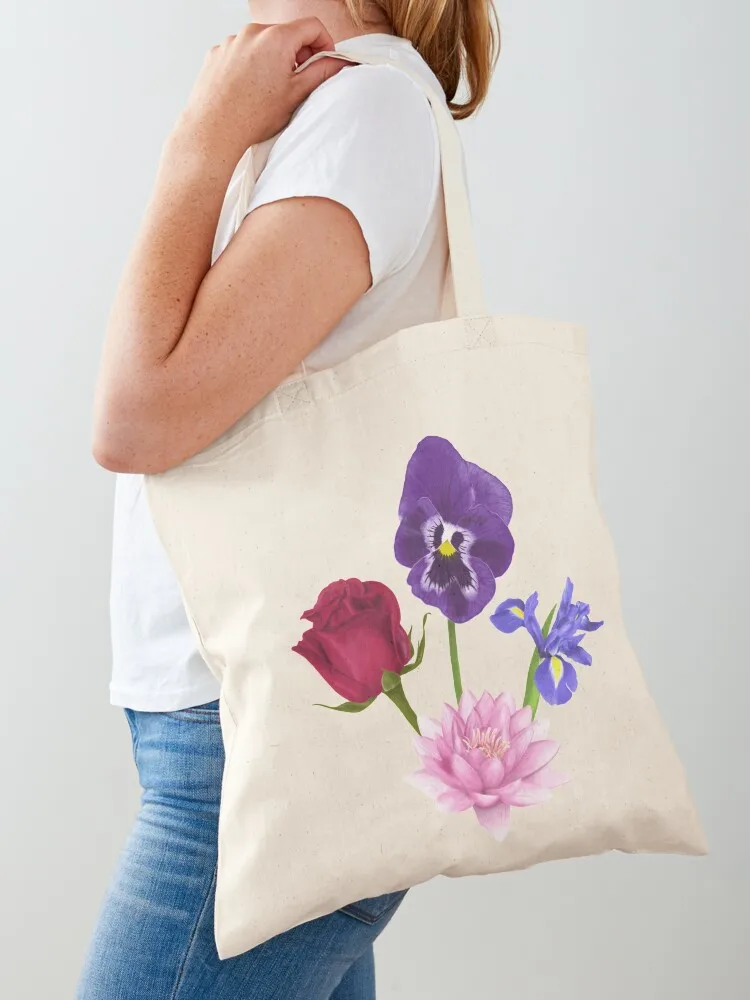 

Roses/Lotus/Violet/Iris Tote Bag supermarket folding bag Women bags tote bag canvas