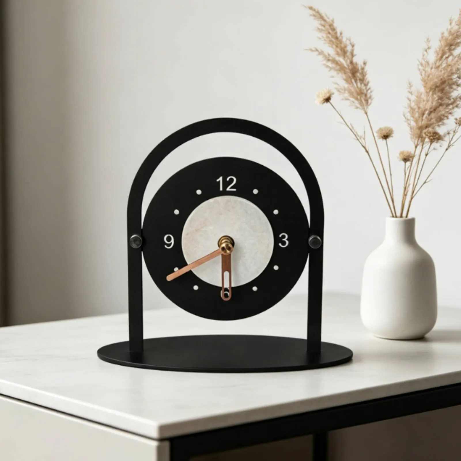 

Modern Minimalist Desk Timepiece Decorative Feature Metal Frame Table Timepiece Timepiece Easy-To-Read Home Decor