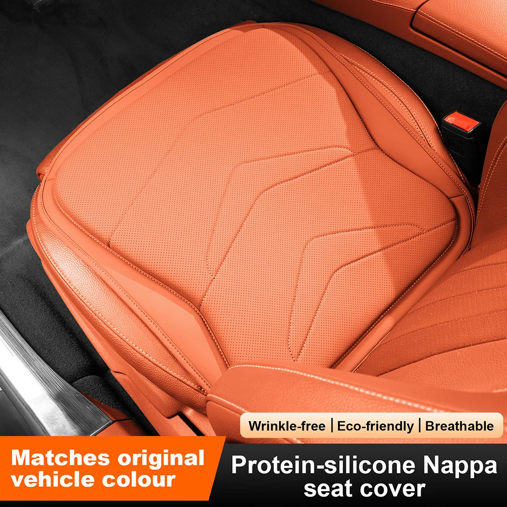 Luxuriöses Nappa-Leder Autositz- & Lendenkissen - Atmungsaktiv Belüftet Ganzjährig Nutzbar Rutschfest 3D-Unterstützung Auto-Innenausstattung