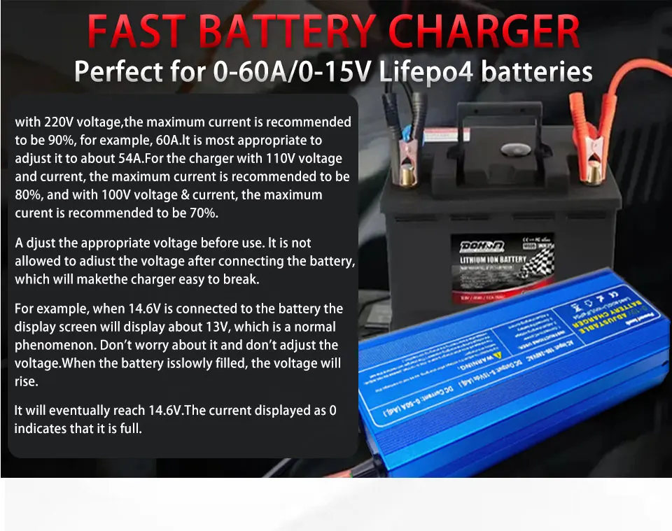 12v Battery Charge Lifepo4 Battery Charger 36A Fast Charge 14.6V High Power Charger for Lithium Battery