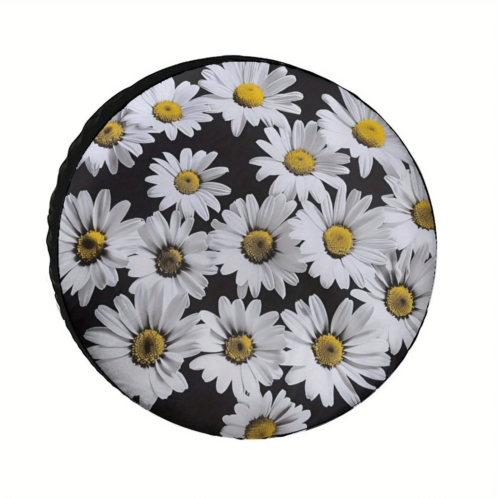 Daisy Flower Pattern Polyester Tire Cover - Universal Fit, Waterproof, All-Season Protection For Cars, RVs, Trailers, Camping Ve