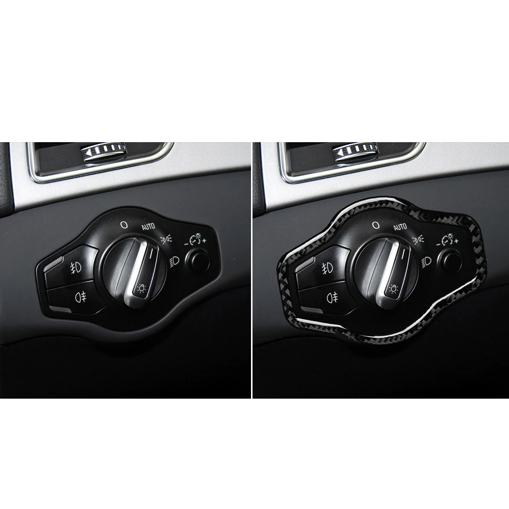 For Audi A4 S4 RS4 B8 8K A5 S5 RS5 8T 8F Q5 SQ5 Carbon Fiber Interior Car Headlight Switch Button Frame Sticker Cover Trim Decal