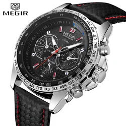 MEGIR Watches Men's Quartz Wrist Watches Top Brand Luxury Male Fashion Casual Luminous Waterproof Clock Leather Watch Hot 1010