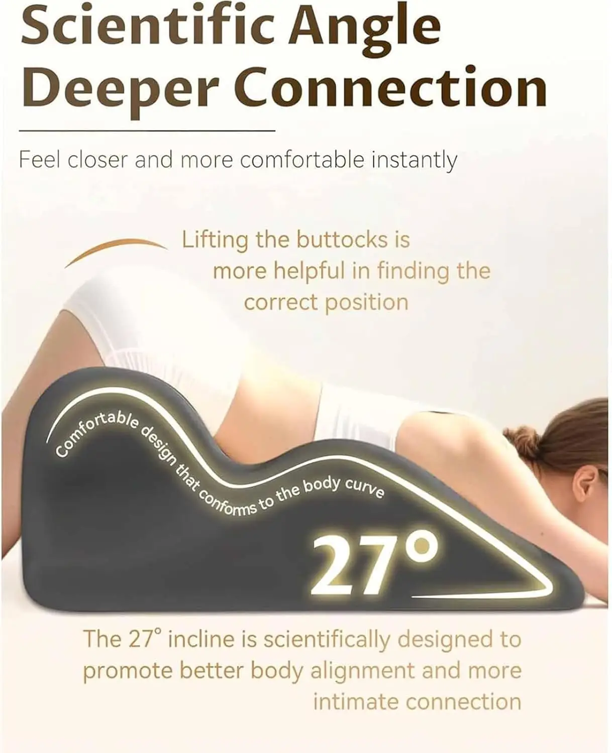 Intimacy Pillow, 27° Angle Perfect Position Sweet Spot Pillow, Ergonomic Butt Cushion for Couple, Multi Position Comfort Pillows view 6