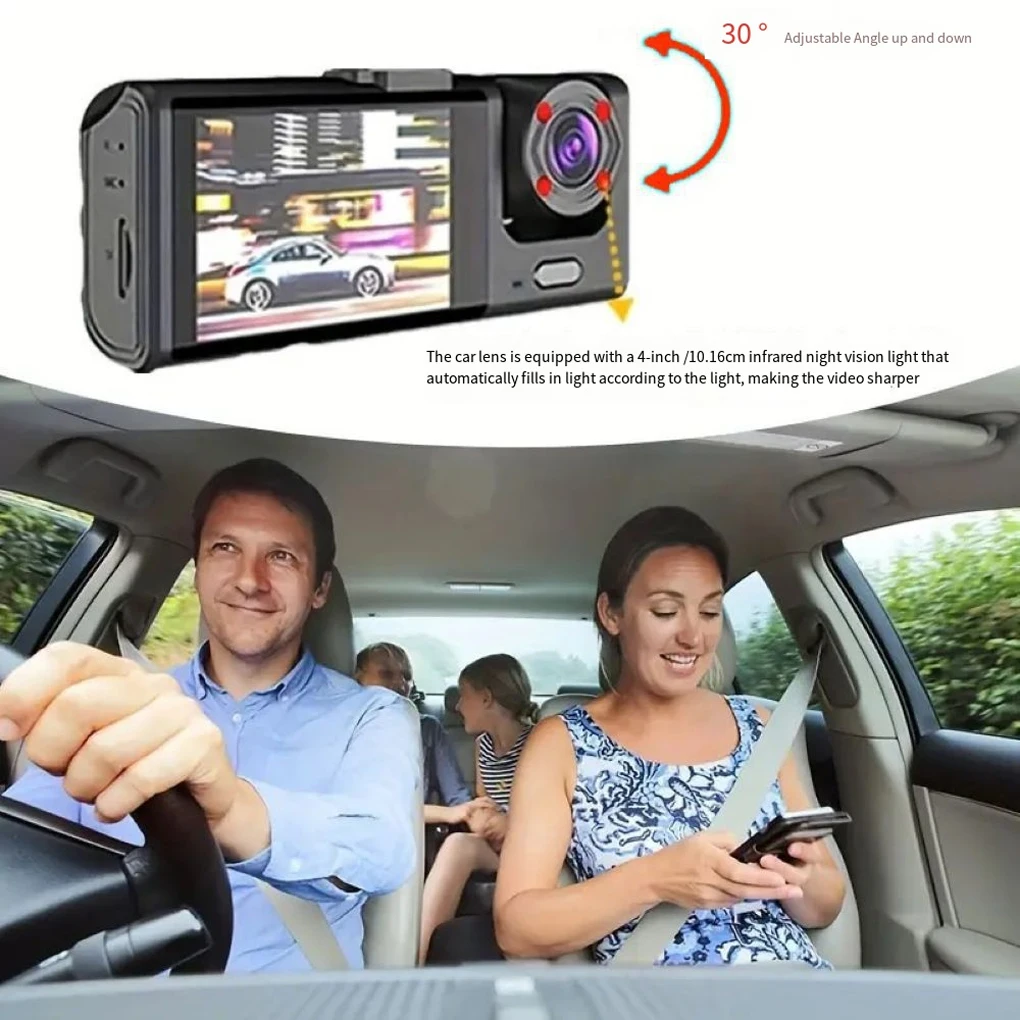 2/3 Channel DashCam 1080P FHD Car Camera Front Rear Inside Car DVR Recorder Equipped IPS Screen Vehicle Camera