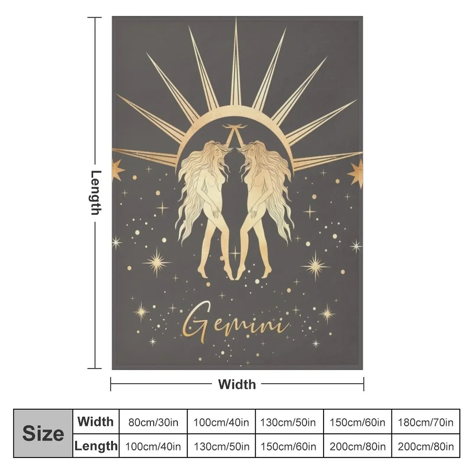 Gemini Twins Night and Day Sun and Stars - Gray Throw Blanket halloween Warm Hair Soft Big Blankets