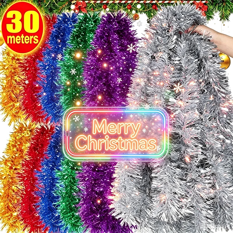 Tinsel Garland Decoration - 1.5/30M Pita Natal Warna-warni Garland Pita