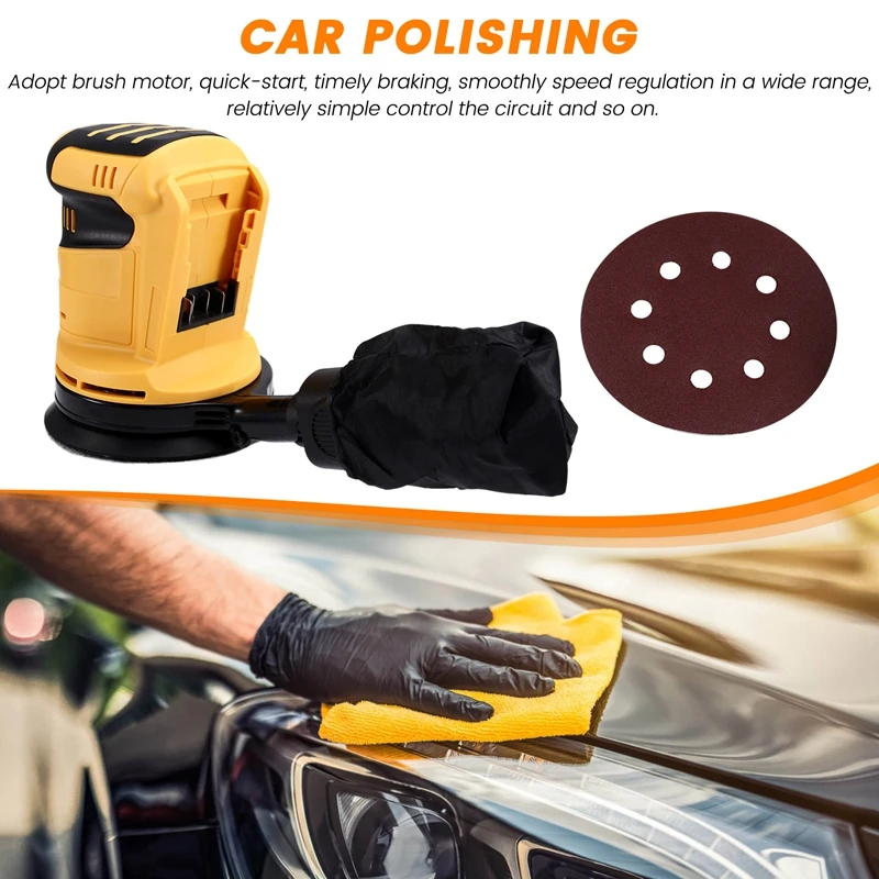 For Dewalt 18V 20V Battery Cordless Polishing Machine 125Mm Wood Grinder Metal Car Waxing Polishing Machine Wood Grinder