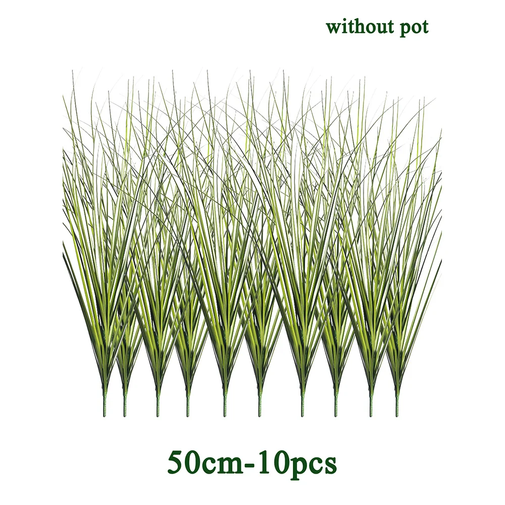 50cm 대형 인조 갈대 식물 가짜 양파 잔디 열대 녹색 접합 잔디 꽃다발 PVC 잎사귀 가정 정원 사무실 장식용