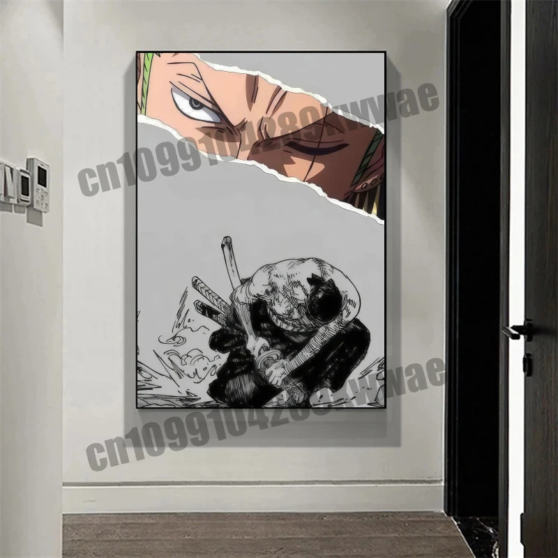 Anime One Piece Plakat, Luffy, Drukowany Obraz na Płótnie Kreskówka Salon Bar Kawiarnia Wejście Sztuka Malarstwo Dekoracja Obraz Olejny