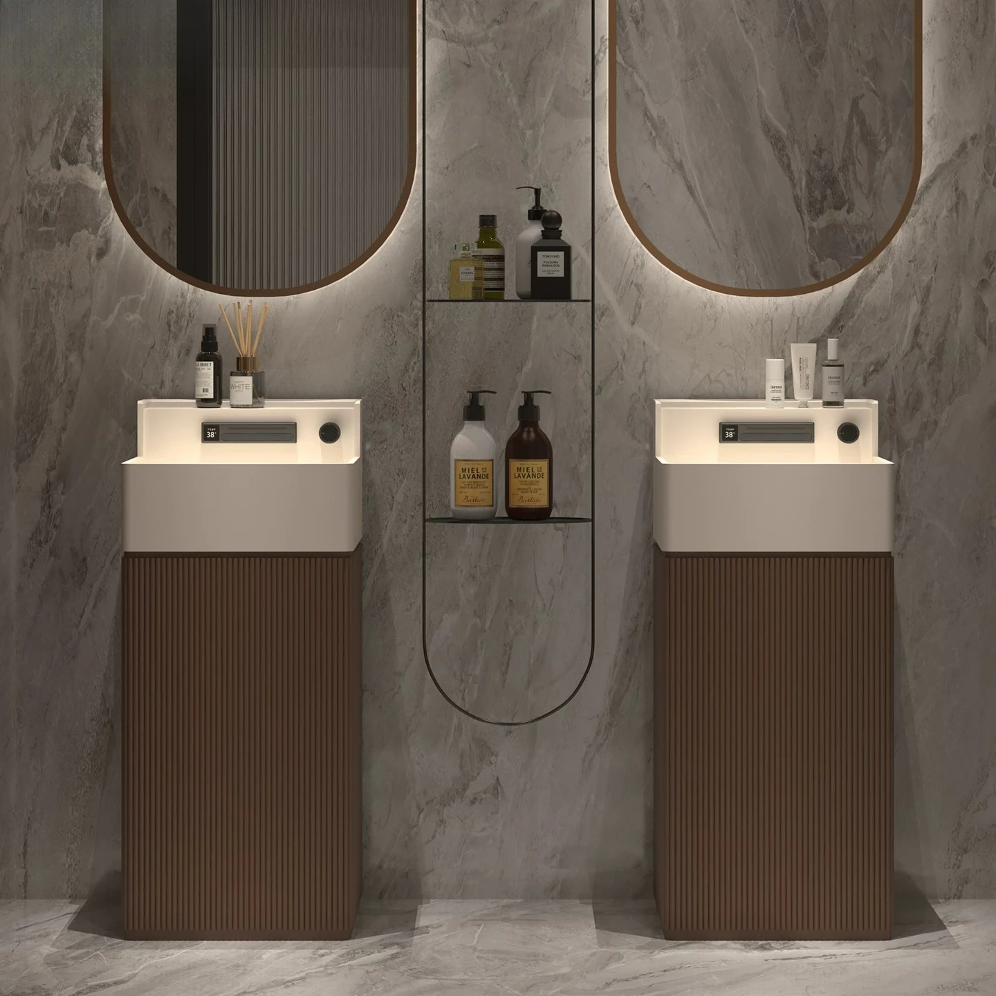 Medieval Art Wash Basin, Advanced End Bathroom, Integrated Floor-to-ceiling Face Wash Table, Designer Square Column Basin