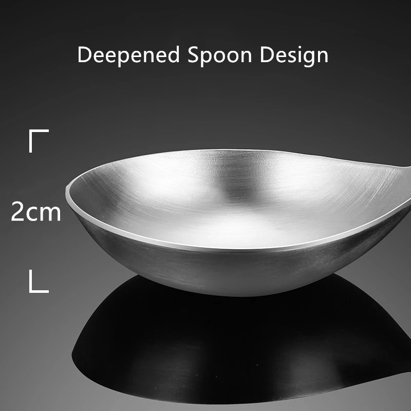 304 Stainless Steel Deepen Big Spoon Thicken Long Handle Soup Spoons Large Capacity Ramen Rice Scoops Kitchen Accessories