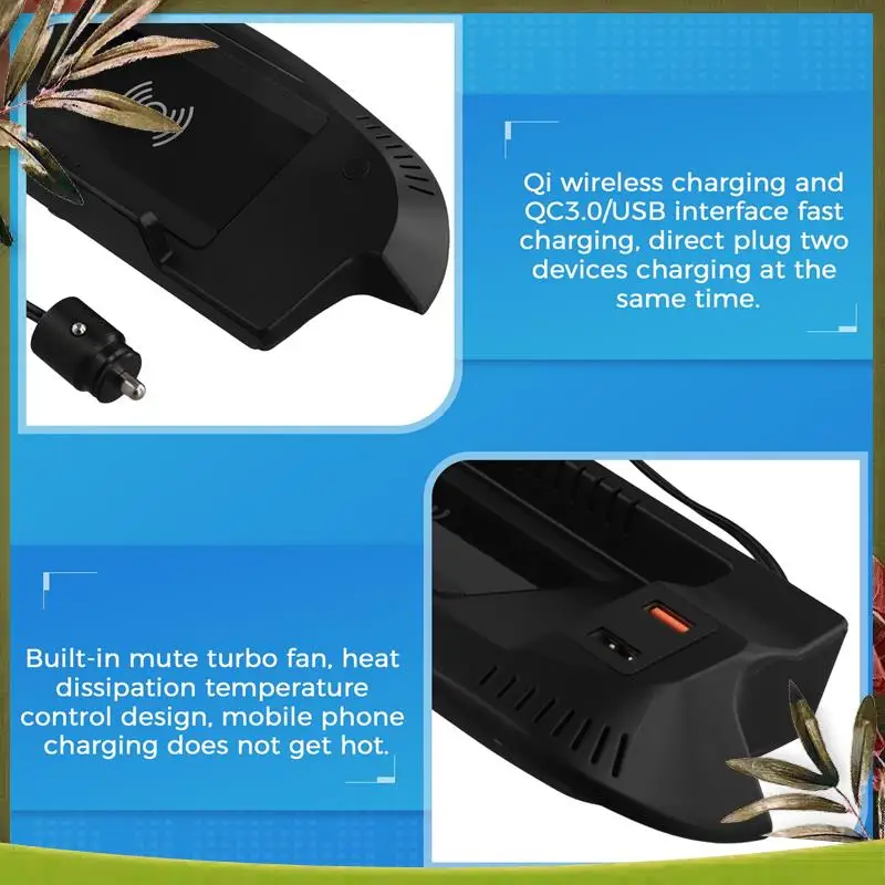 

AB98-15W Qi Car Wireless Charger Quick For Ford Mustang GT 2015 2016-2021 Fast Phone Charging Plate Interior Modification