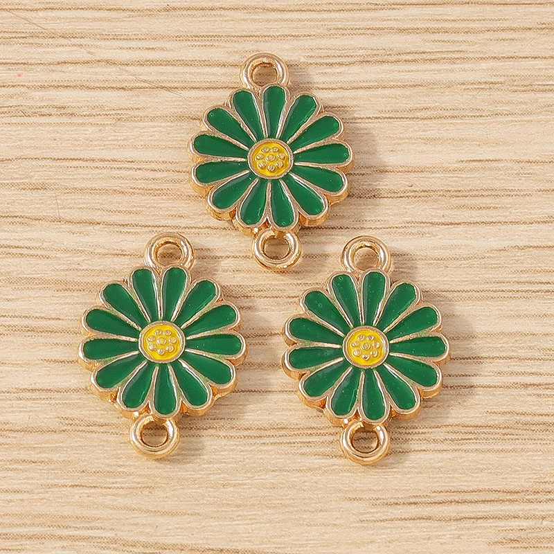 10 stücke 14x18mm niedlichen Emaille Blume Charms Anschlüsse für Schmuck Herstellung Armbänder Halskette Ohrringe DIY handgemachte Handwerk Zubehör – Detail 22