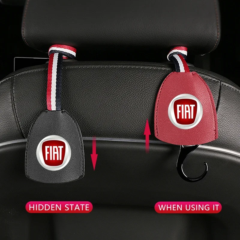 Car Logo Seat Back Hanger Bag Hook Hidden Car Interior Hooks For Fiat JUNTO abarth 500 stilo ducato palio bravo doblo Egea