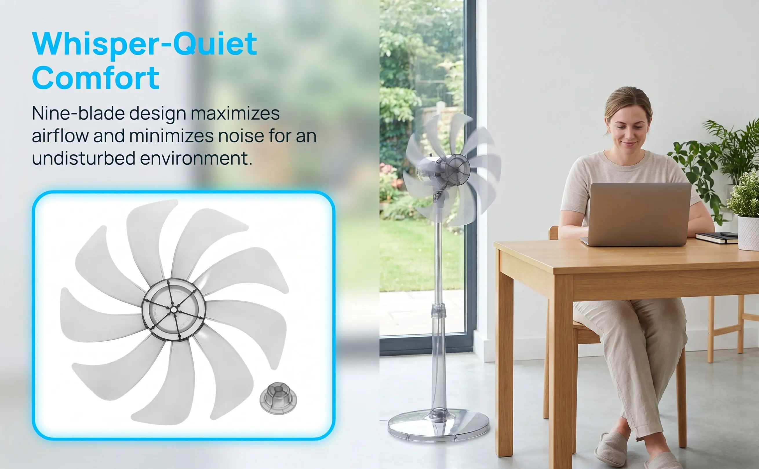 14 Inch Fan Blade Replacement for Standing Table and Desk Fans Electric Cooling Spare Part
