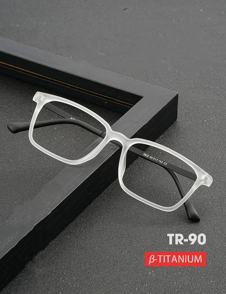 Ultraleichte, komfortable TR90-Brille für Damen, reines Titan, Retro-Quadrat-Brillengestell für Herren, Anti-Blaulicht-Brille – Detail 5