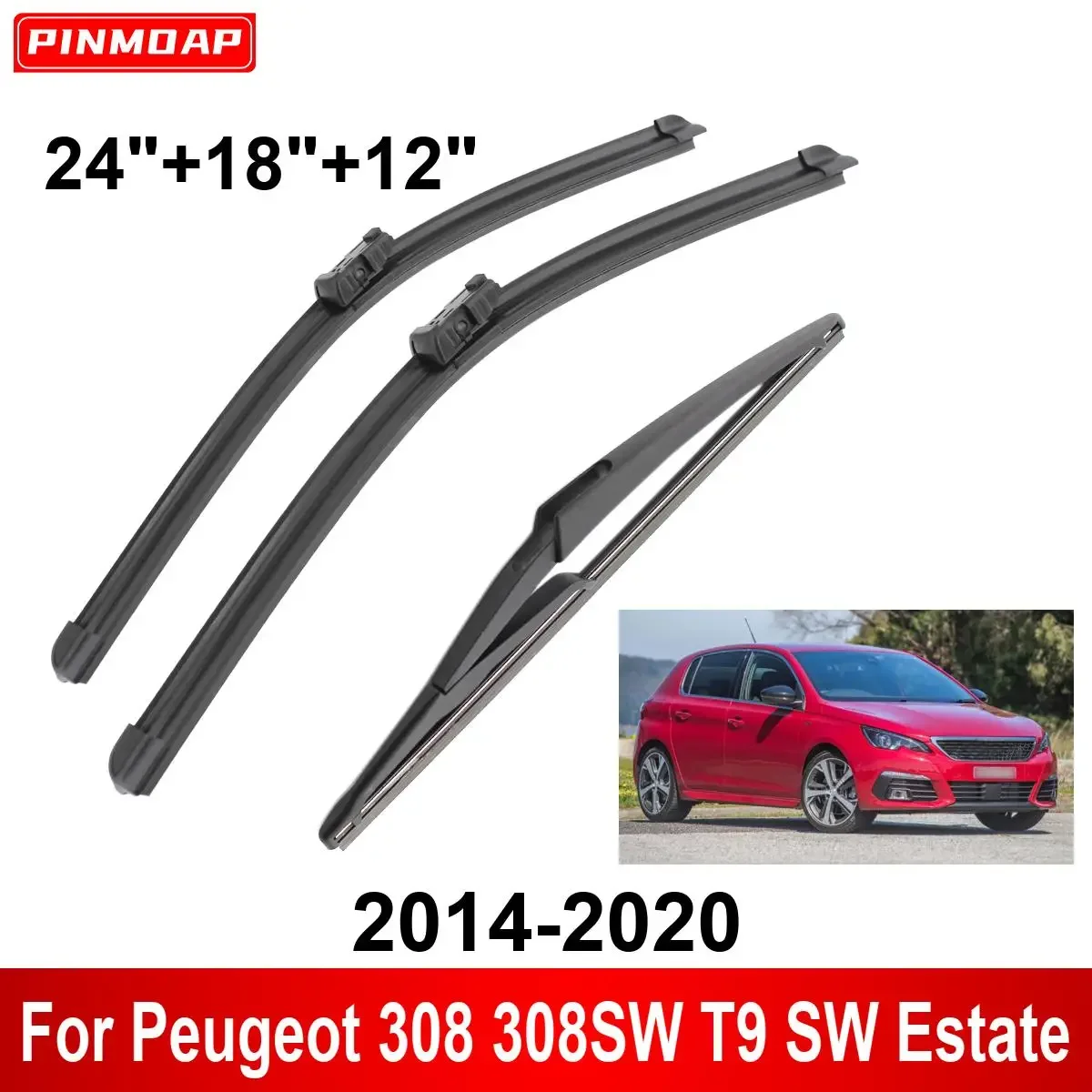 3PCS Car Wiper For Peugeot 308 308SW T9 SW Estate 2014-2020 Front Rear Wiper Blades Brushes Cutter Auto Accessories 2019 2020