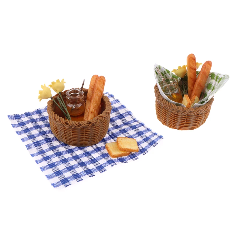 1Set 1:12 Casa delle bambole in miniatura Cestino per il pane al miele Cestino da picnic in tessuto Modello da cucina Decor Toy Accessori per la casa delle bambole