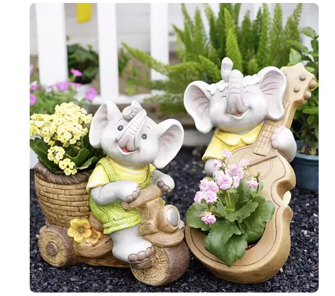 

Цветочные горшки в форме слона для садов, дворов, террасов, дворов и аксессуаров для ландшафтного дизайна детского сада.