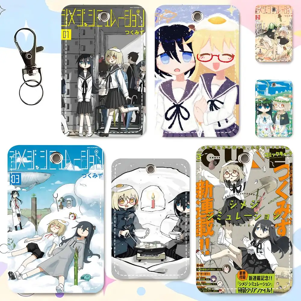 1pc Shimeji Simulation Card Case Keychain Access Card Bag Key Tag Ring Leather Card Holder Key Ring Access