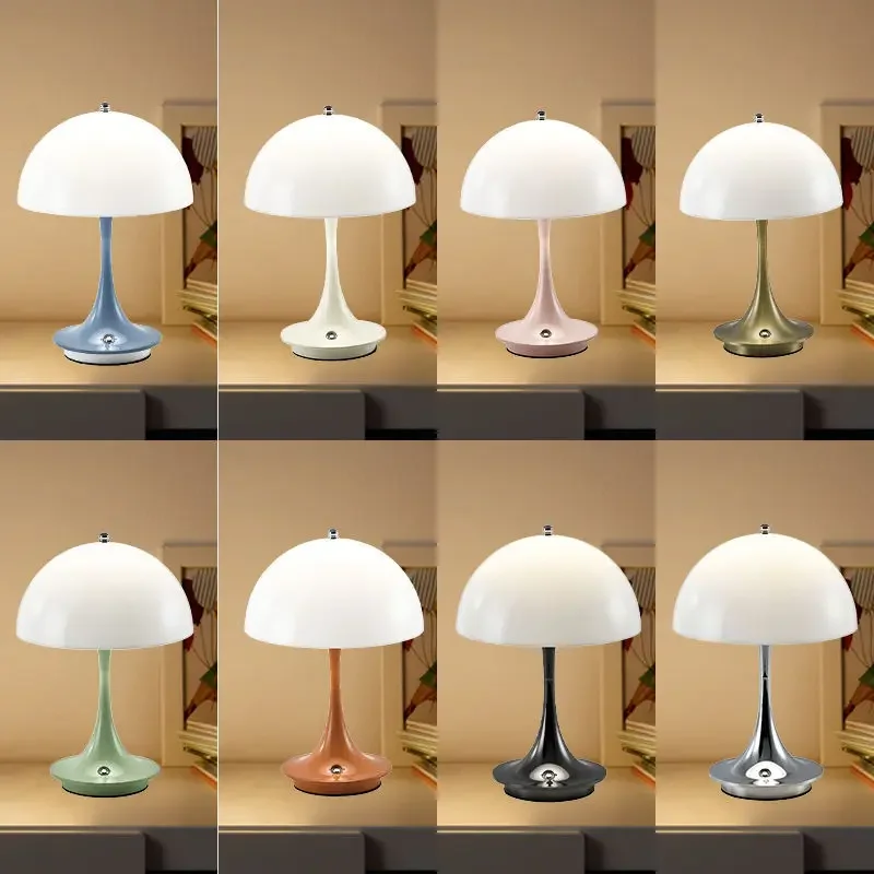 

Nordic Cream Style Flower Bud Table Lamp Small Waist Touch Switch Night Light Tri Color Dimming Mini Charging Small Table Lamp